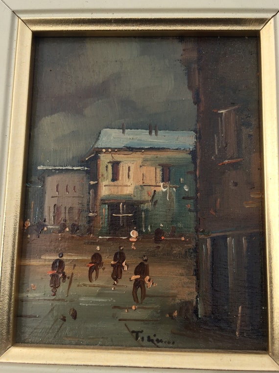 TIZIANI “Cities” Original oil on board Street scene Painting C.O.A. Framed b