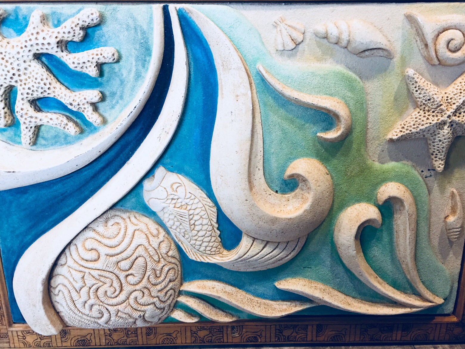 Large Vintage 3d Plaster Sea Wall Art Sculpture Star Fish Shell Coral Pick Up Only Large Vintage 3d Plaster Sea Wall Art Sculpture Star Fish Shell Coral Pick Up Only