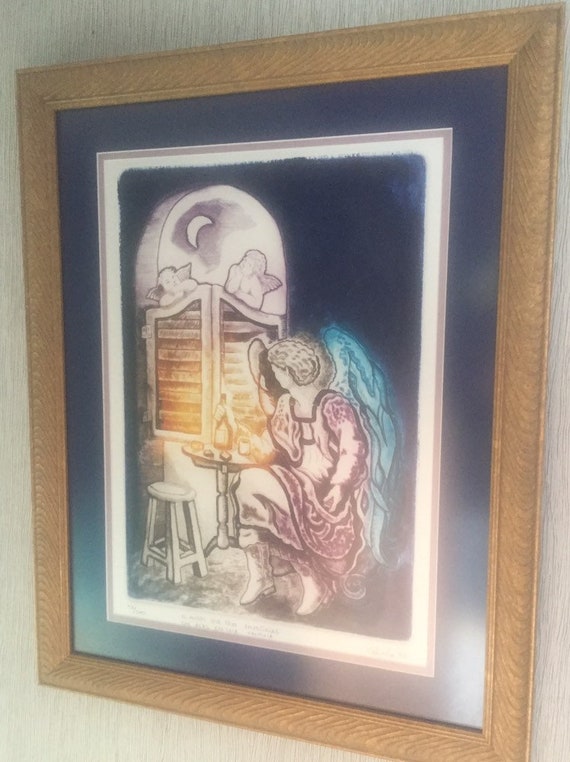 original Calzada "El Angel En Cantina” Limited Edition serigraph Art