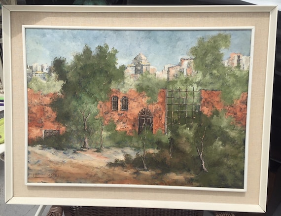 Leonardo De Magistris Original Framed Oil on Canvas Italy Painting ART 1970's Frascati