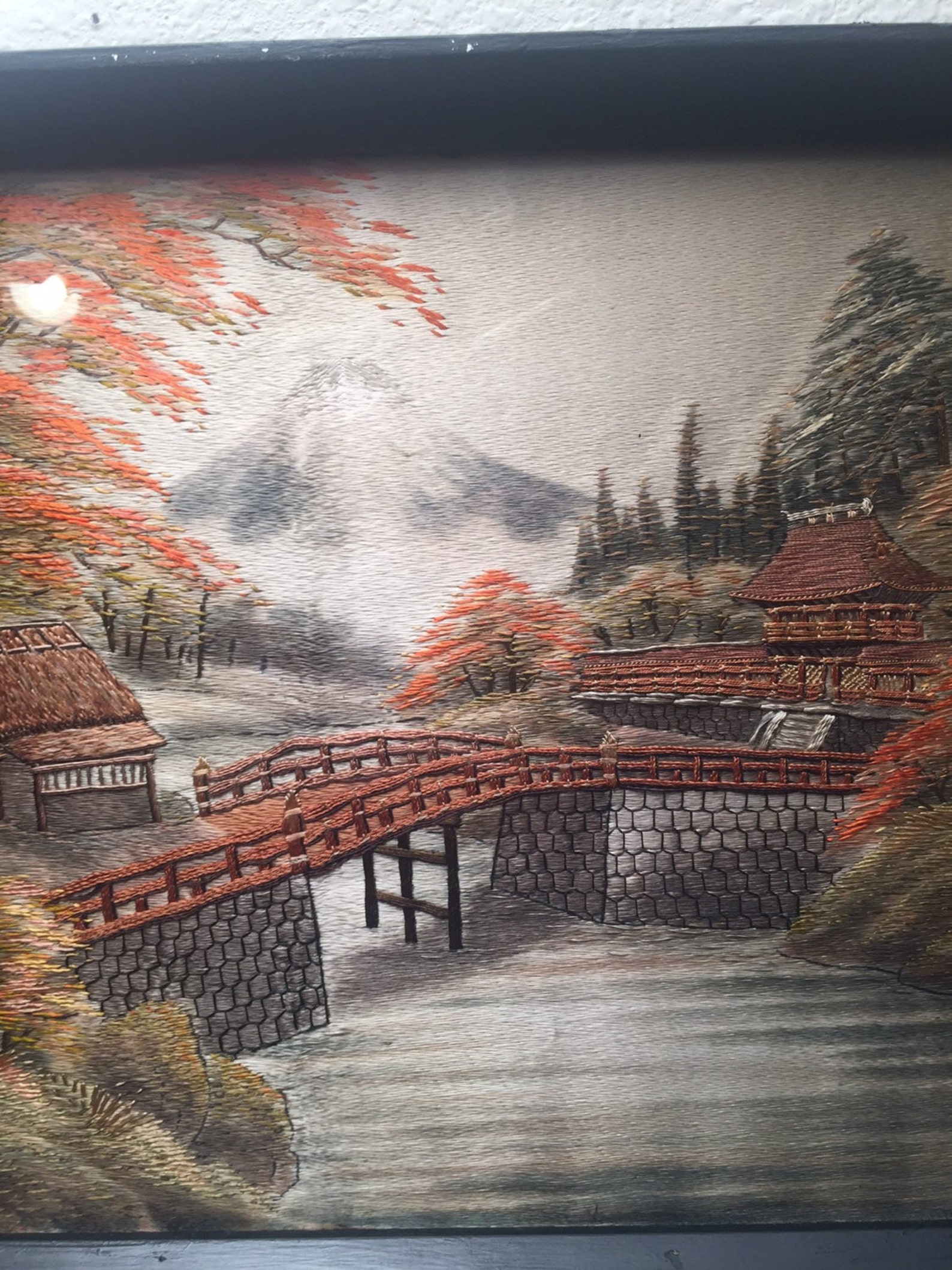 Vintage Japanese Silk 3D Textile ART Picture Framed Mt Fuji Etsy