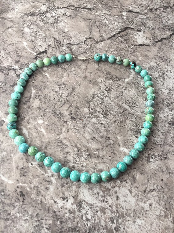 Vintage Turquoise Bead Necklace 16 1/2” Southwestern Style
