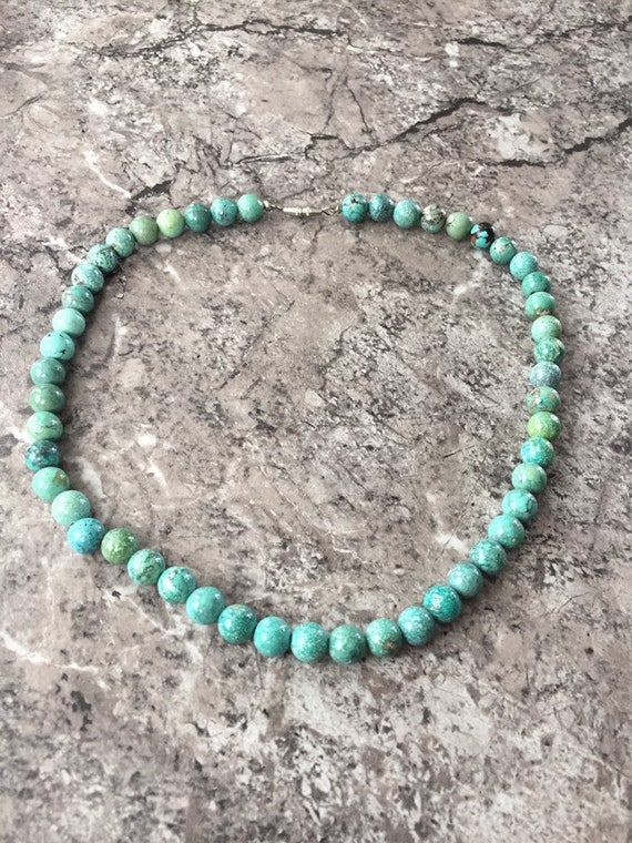 Vintage Turquoise Bead Necklace 16 1/2” Southwestern Style