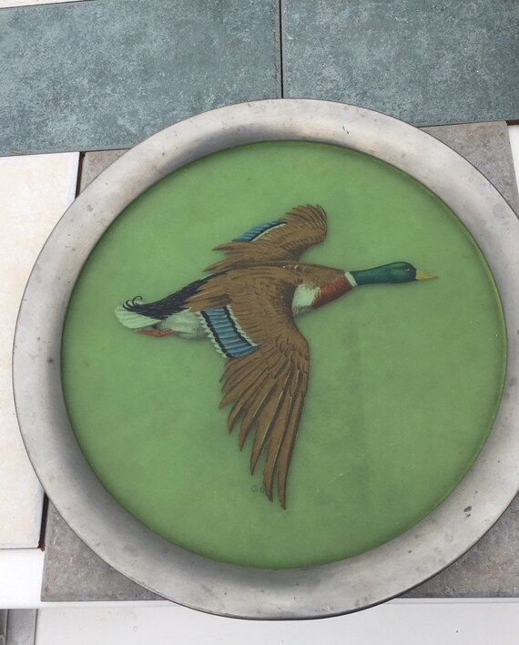 Vintage Steiff Pewter and Fiberglass GOOSE Tray Platter Mid-Century Modern ART