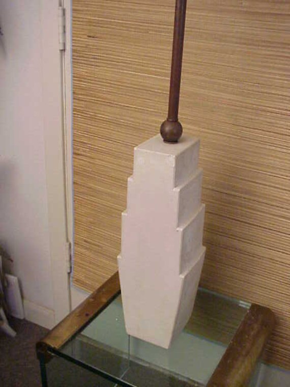Vintage Art Deco Floor Lamp Signed Mid Century Modern Plaster Base Rare Metal Gs