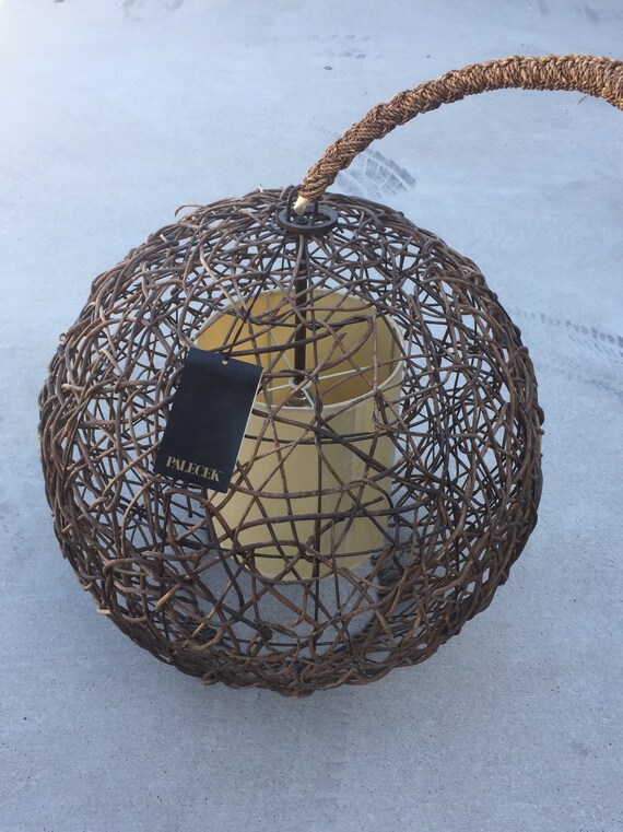 Large Palecek Vine Sphere Pendant Lamp Light Chandelier Coastal Rustic Beach 24”