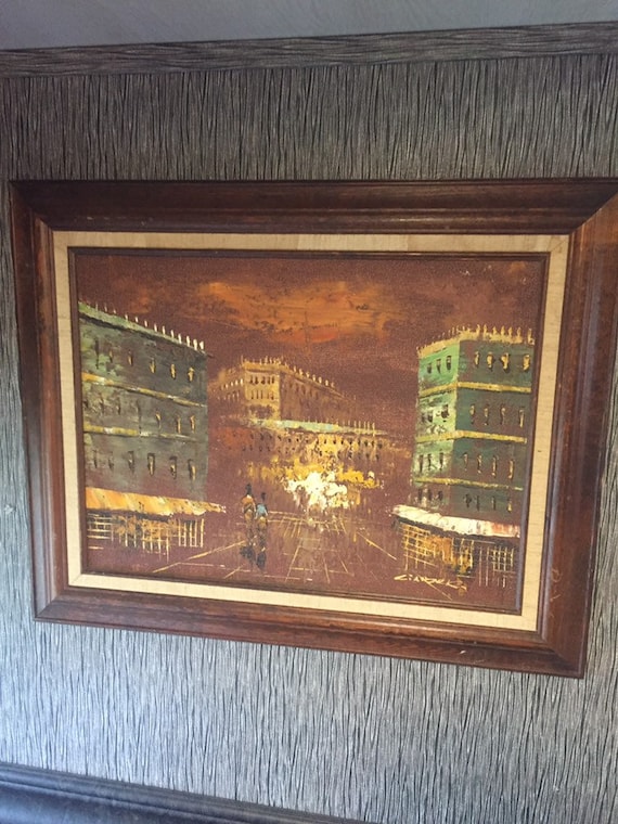 Vintage Original oil painting Signed Street Scene Framed ART Impressionist
