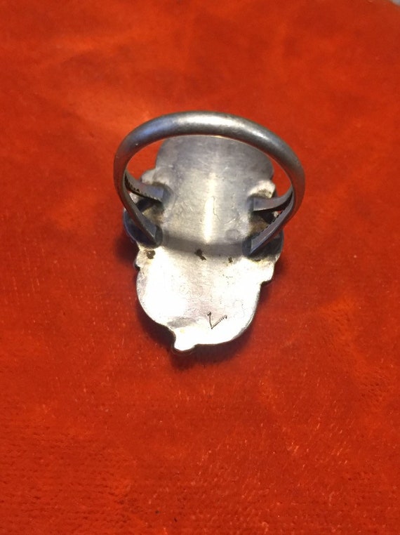 Vintage Navajo Sterling Silver Ring white Stone S… - image 5