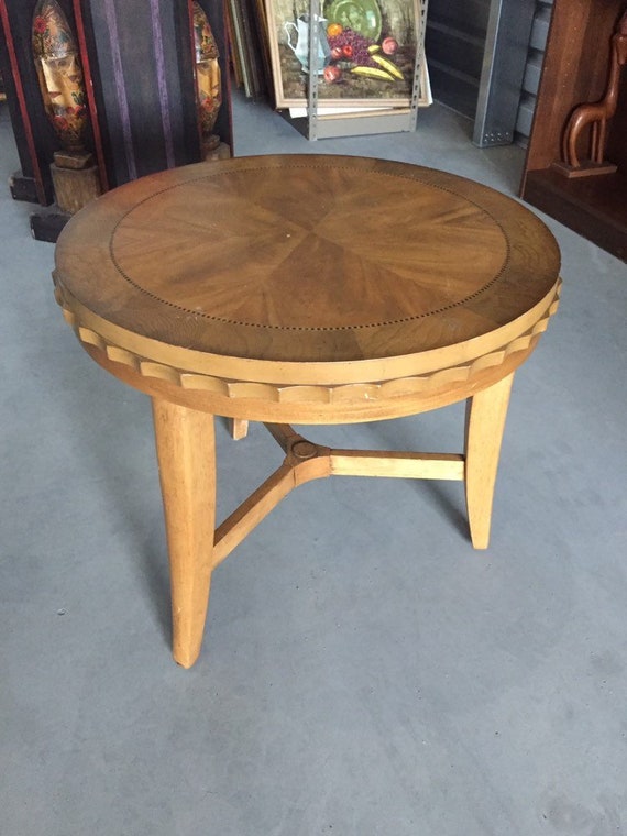 Vintage Hollywood Regency Round WOOD Side End Table High Quality
