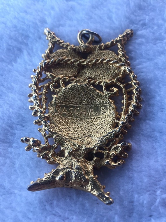 Rare Sascha Brastoff OWL Pendant Mid-Century Mode… - image 7