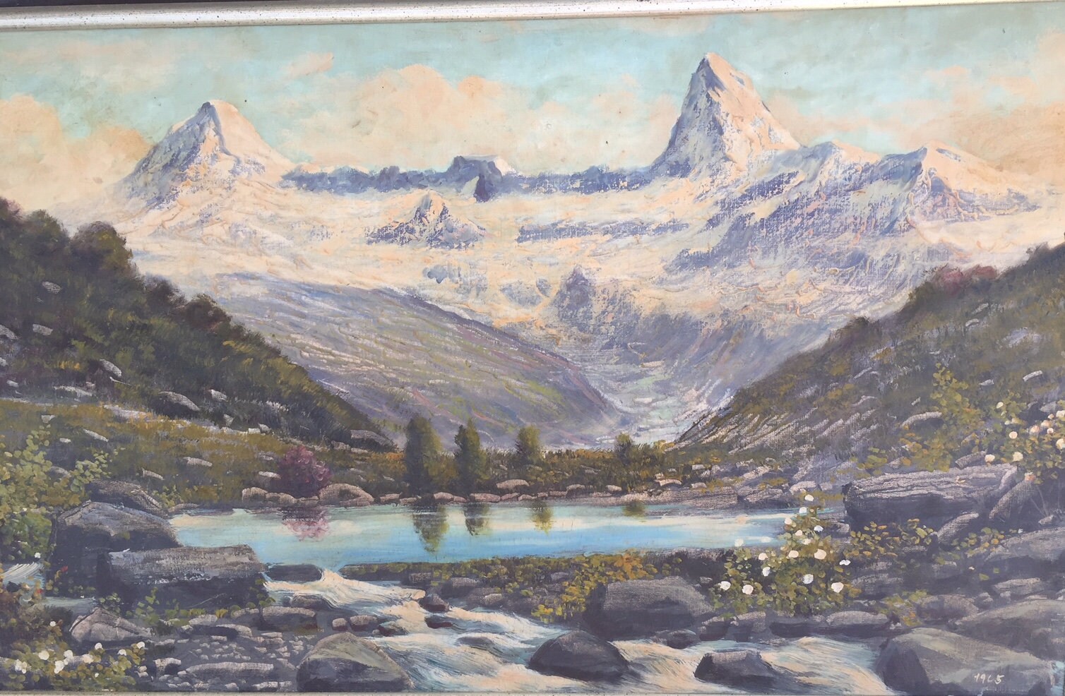 Vintage 1965 Original Oil Painting EQUADOR Volcano Cotopaxi Mountain ART
