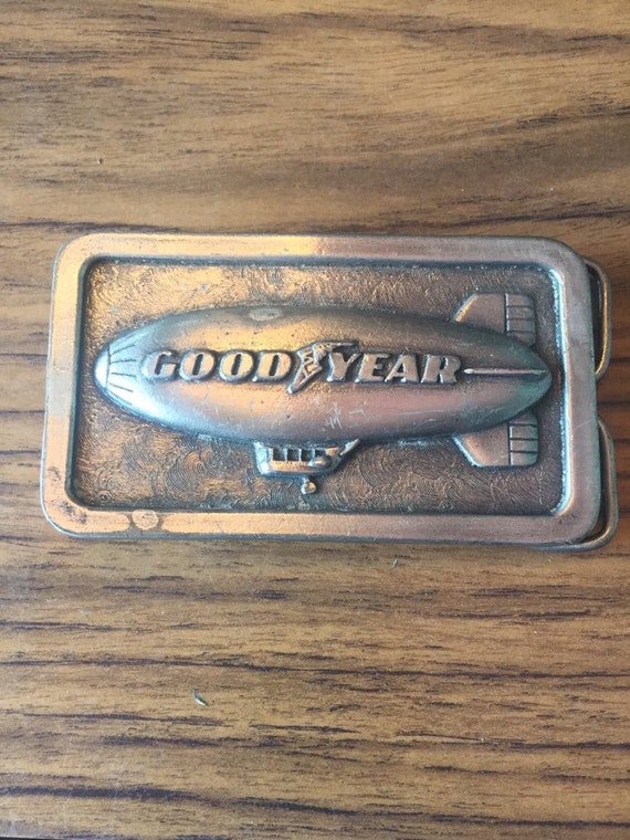Vintage 1974 Goodyear Blimp Pewter Belt Buckle Goodyear Tire & Rubber Co. SMG