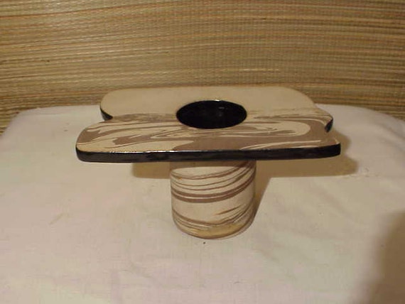 Vintage Mid-Century Modern Studio ART POTTERY Swirl Vase Signed Japan ? Asian
