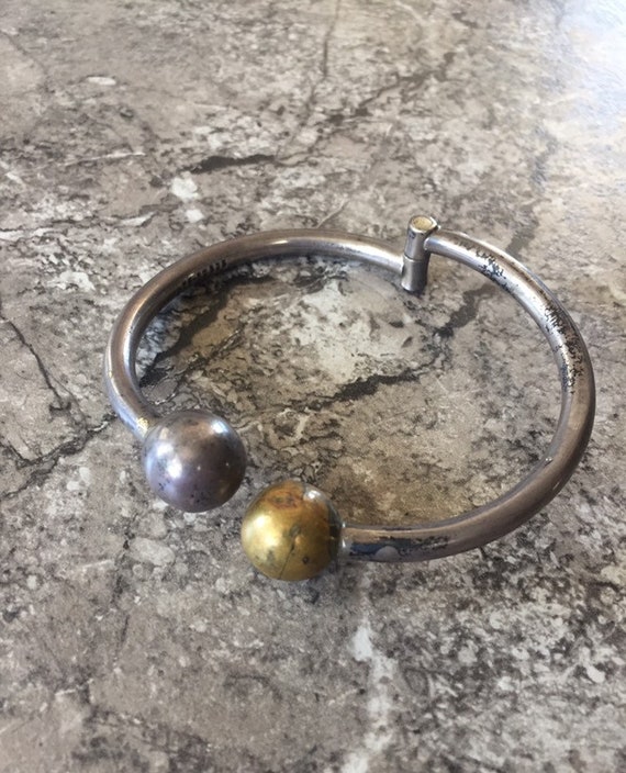 Vintage Mexican Sterling Silver Modernist BALL Ba… - image 2
