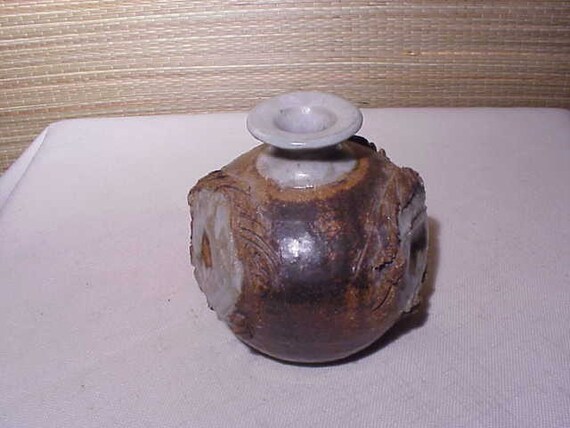 Vintage Mid-Century Modern Art Pottery Vase Signed Schootluler Stoneware