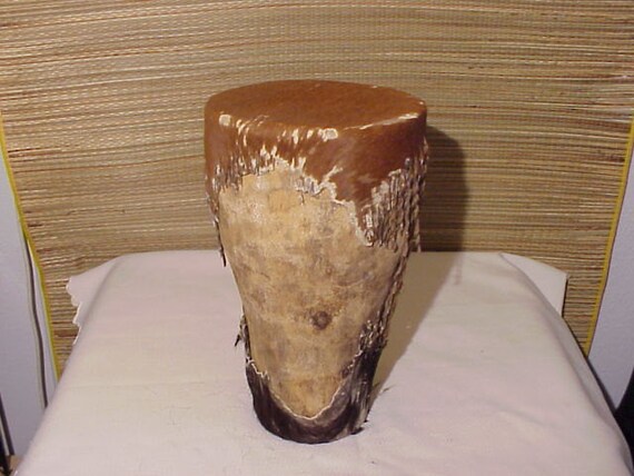 Early Vintage Tribal Indian Drum Stretched Cow Hide & Wood