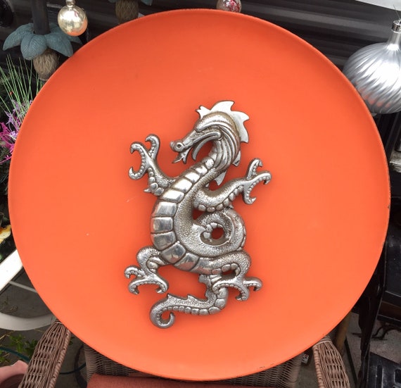 Large Metal Wall Sculpture Disk DRAGON CopperCraft Robert H. Peterson Co. Mid-Century Modern ART California