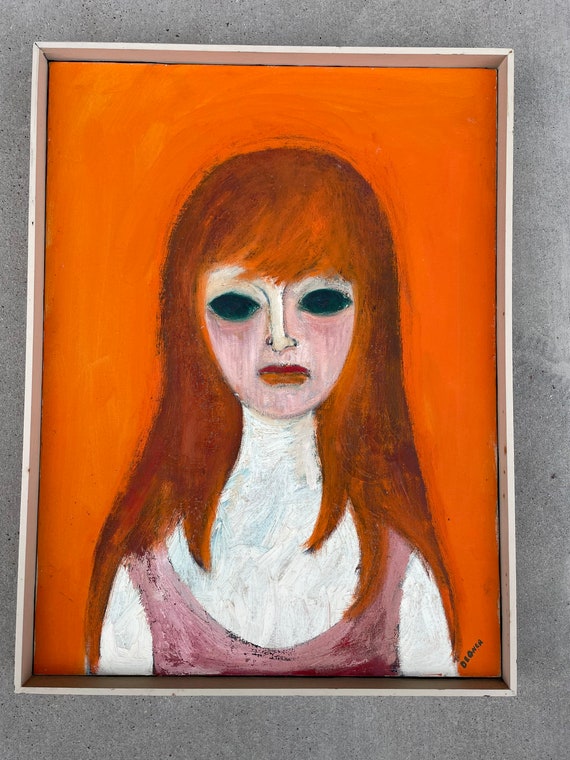 Vintage Mid-Century Modern Original Oil Painting Woman Lady Signed ART 1960's signed Degner