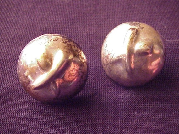 Vintage Mexican Sterling Silver BALL Earrings 925 Mexico
