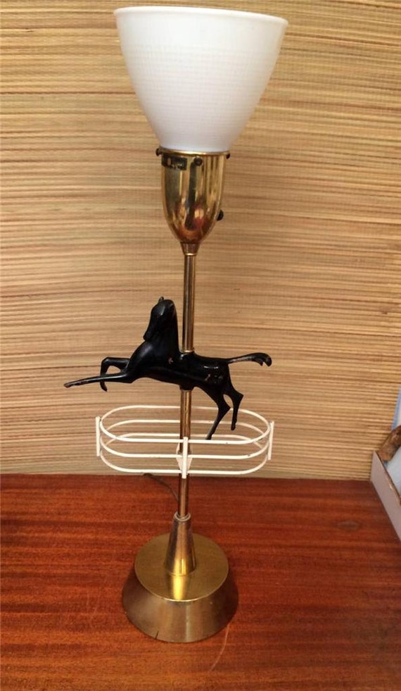 Vintage Rembrandt Deco Lamp Horse Jumping Sculptural Art Mid-Century Modern