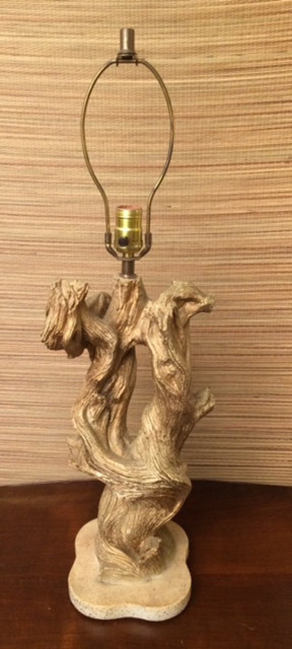 1950's Rock-O-Stone Chalkware TREE lamp Mid-Century Modern Retro Driftwood rare