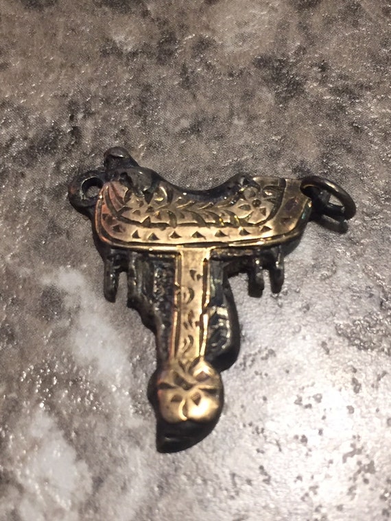 Vintage Southwest Tie Bar Saddle Pendant ONLY Sterling Silver 925 + 10K Gold