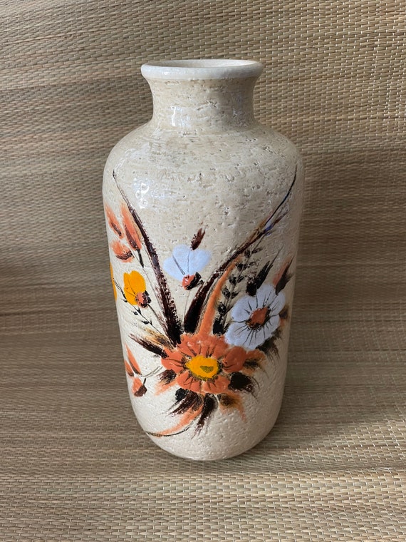 Vintage Italian Pottery Vase Floral Rosenthal  Netter ?  Italy 12”