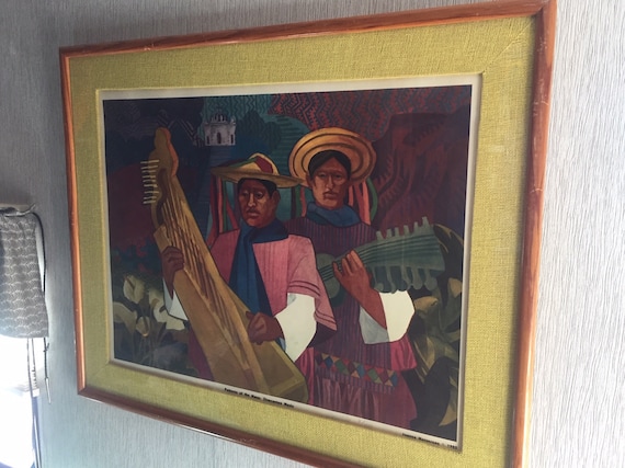 Vintage Ltd. Edition Print Joanna Mersereau Maya Zinacantan Music Framed ART