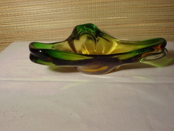 Vintage Murano Mid-Century Modern Biomorphic  Italy Art Glass Bowl Italian