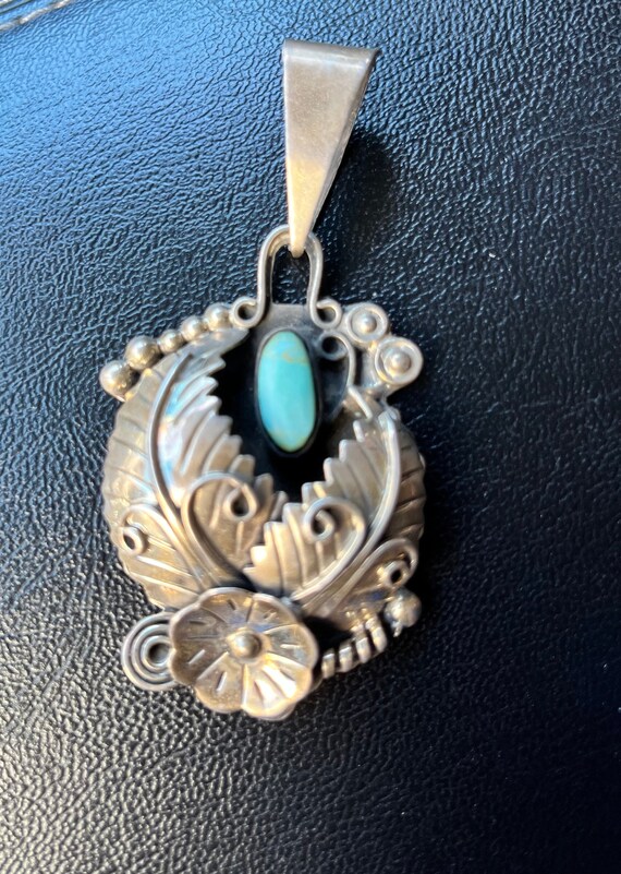 Taxco Mexico Signed Plateria DANIELA Flowers 950 Sterling Silver Pendant 24 grams Rare