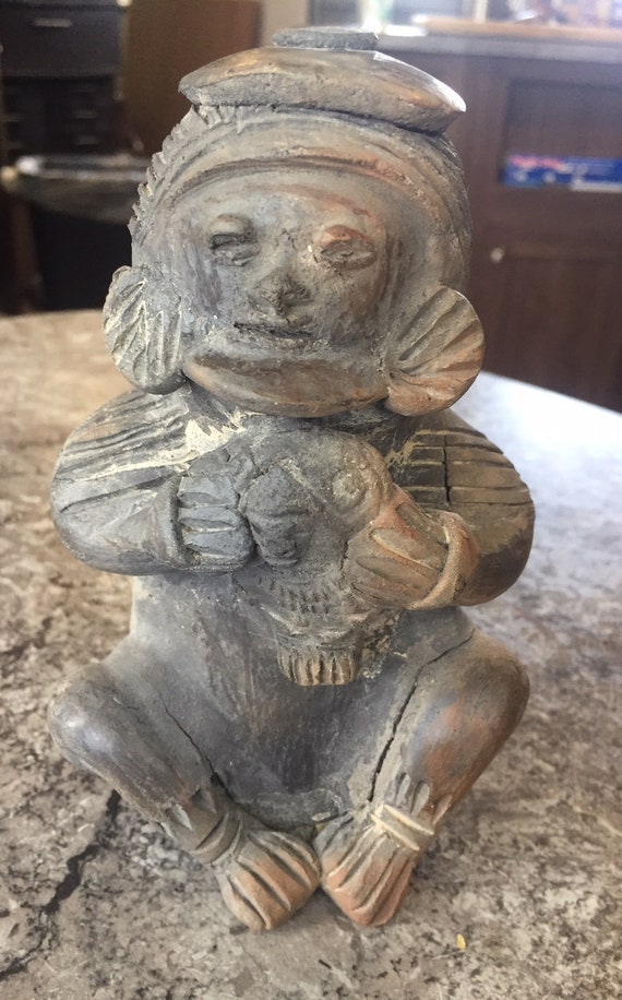 Early vintage Clay Pottery Figure Pre Colombian Peruvian ?
