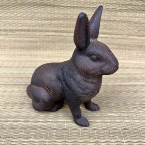 Vintage Cast Iron Brown Rabbit Bunny Slotted Coin Bank Collectible 4.5t ...
