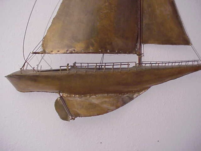 Large Vintage Sailboat Ship Metal Wall ART Sculpture Nautical Etsy