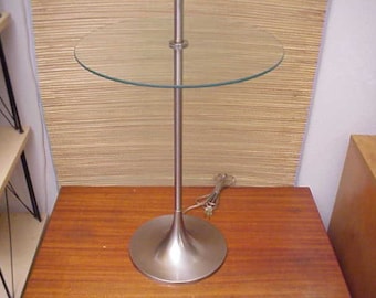 Vintage Laurel Floor Lamp TABLE Nickel Tulip Base Mid-Century Modern 1960's Saarinen Eames Era