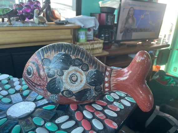 Vintage Mexican Fish Tonala Pottery hand-made