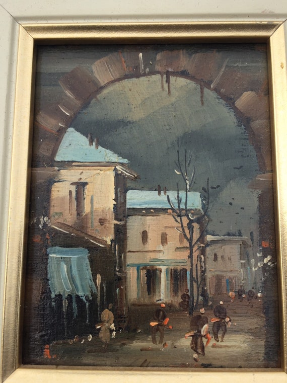 TIZIANI “Cities” Original oil on board Street scene Painting C.O.A. Framed
