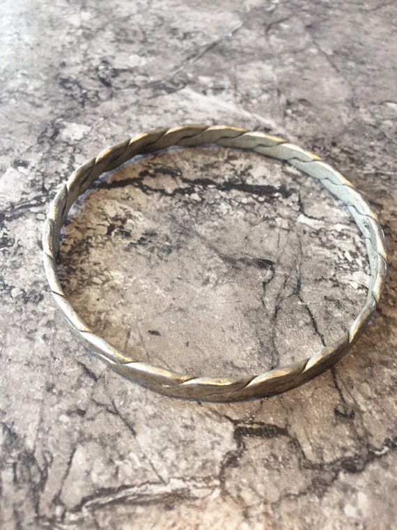 Vintage Mexican Sterling Silver Modernist Bangle Bracelet  925 19 Grams