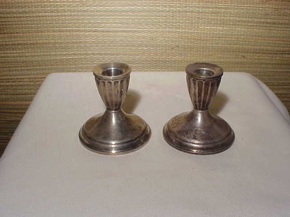 Early Vintage Sterling Silver Candle Holders Weighted 405 grams Pat Pend