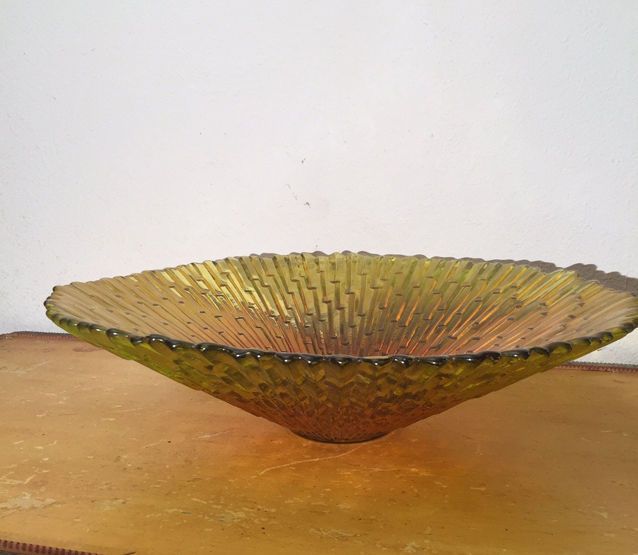 LARGE Glass Center Bowl made in SPAIN 18 Spanish Fruit bowl Amber