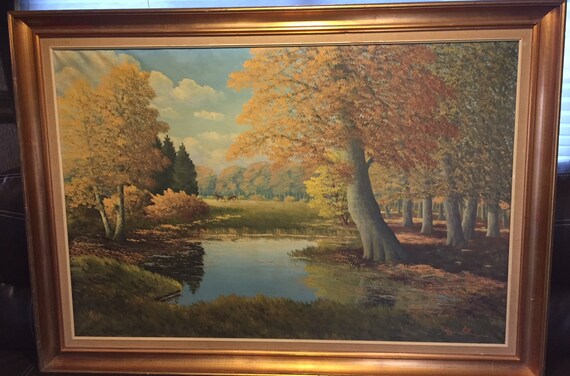 Early John Dugan Signed Original Oil Painting Framed Landscape Art