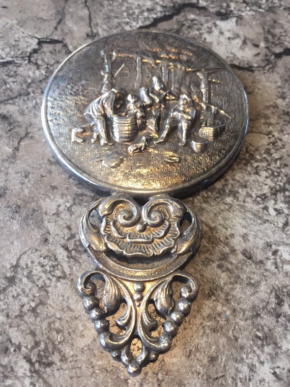 Hans Jensen Danish Silver Metal Purse Mirror Denmark vanity