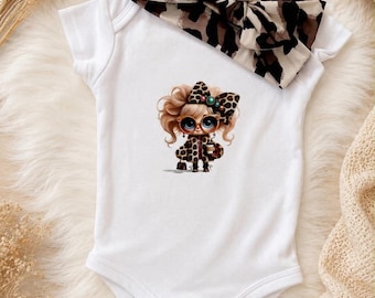 Personalized Baby Girl Set - Custom Bodysuit and Bow Headband - Newborn Baby Shower Gift - Birthday Outfit - Short or Long Sleeve Onesie