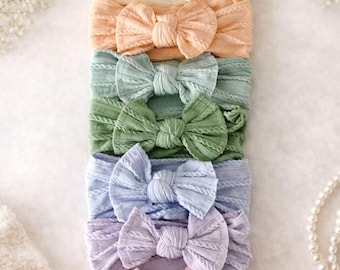 Pastel Baby Headband with Rainbow Colors,Big Bow Headband,Newborn Bow Headband,Newborn headband for Baby girl gift Baby showerSoft stretchy