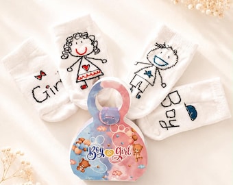 Gender Reveal Surprise Box with Baby Socks - Boy or Girl Announcement, Pregnancy Reveal Gift for New Parents, Grandparent Reveal Idea, Box