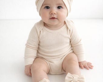 Baby Headband and Socks Set, Infant Turban,  Baby Newborn Gift, Baby Shower Set, Baby Girl Set, Baby Sommer Set, Newborn Gift