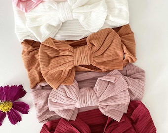 Babyhårband med söt rosett, stort rosetthårband, nyfödd rosetthårband, nyfödd hårband för babyflickor, mjukt stretchigt