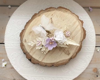 Fairy Tale Hair Clip for Little Princesses Magical flying butterfly effect with preserved flowers and fabric butterfly girl gift Baby shower