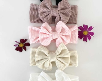 Babyhårband med stor rosett, höstbabyutrustning, stort hårband, rosetthårband för nyfödd, hårband för nyfödd för babyflickor, babyshowerpresent