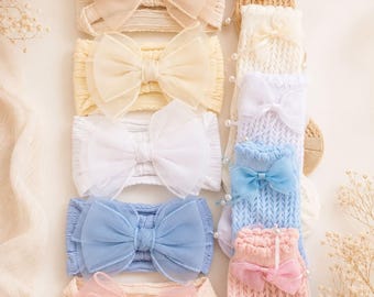 Baby Headband and Socks Set ,Sommer baby gear,Big Bow Headband,Newborn Bow Headband,Newborn headband for Baby girl gift Baby shower