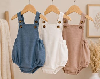 Baby Suspender Overalls - Newborn Photography Prop, Soft Unisex Baby Trousers, Baby Shower Gift, Boho Infant Romper, Size 56-62, 3 Colors